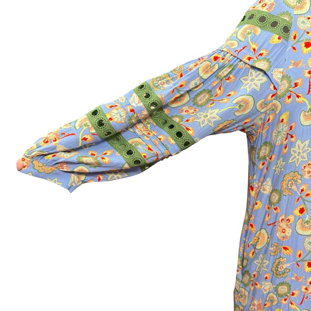 Diane Von Furstenberg Blue Floral Boho Tunic Dress XL - Picture 5 of 10